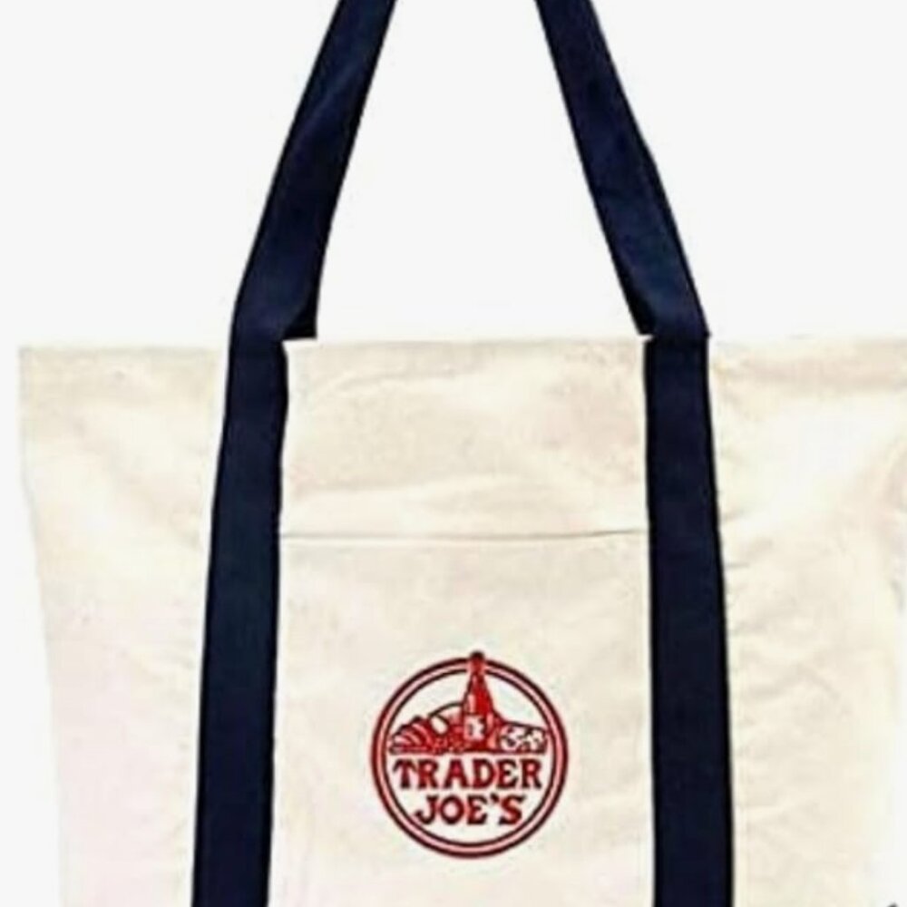 Trader Joe's NWT Large Canvas Reusable Bag Tote travel swag international